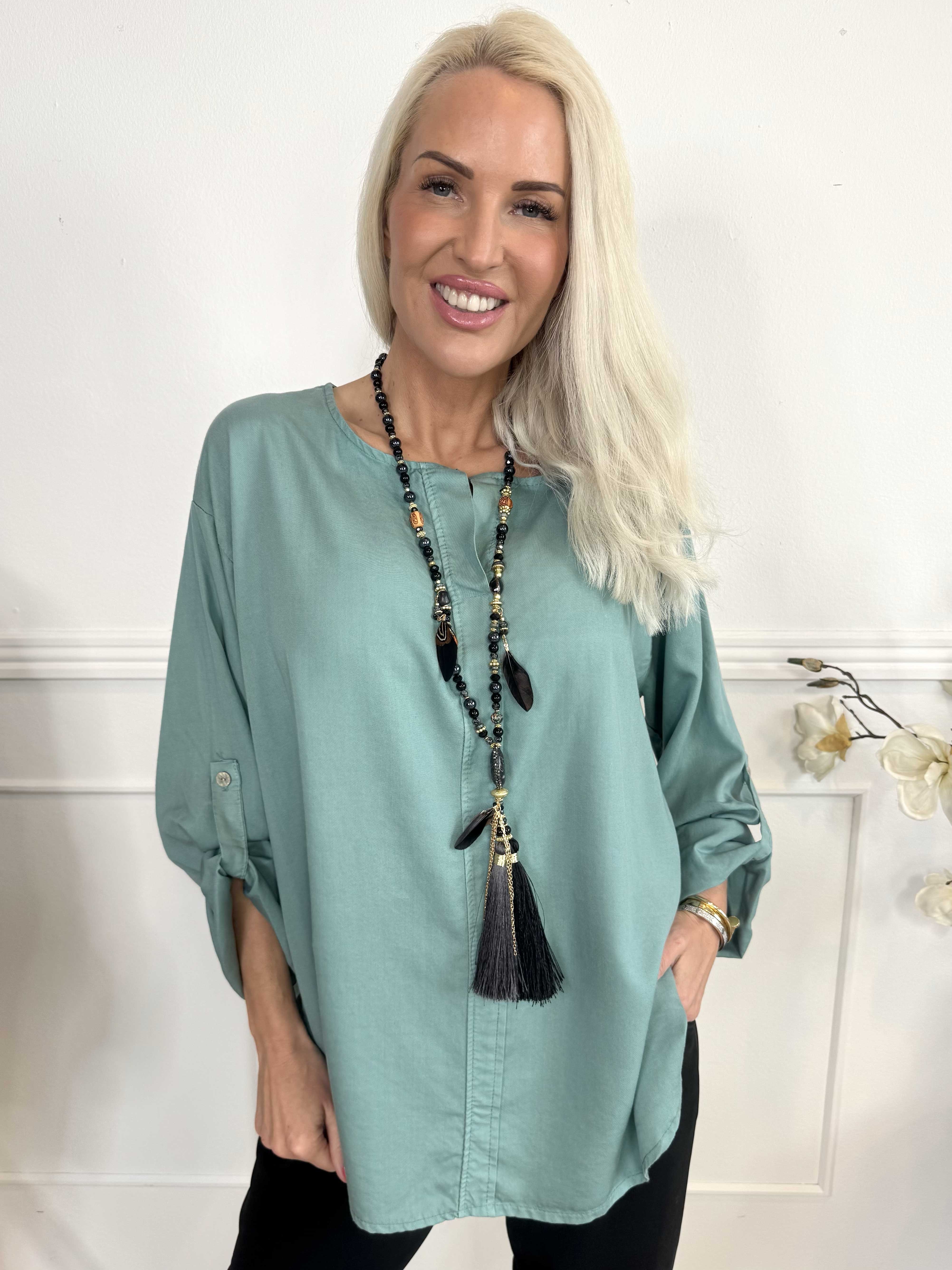 Emelda - Let plain skjorte lavet i lyocell